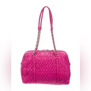 Authentic Miu Miu Fuchsia Quilted Leather Chain Shoulder Bag